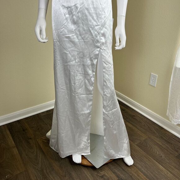 Lulus Women's Size L Sophisticated Romance White Satin Backless Maxi Dress NEW - Picture 14 of 14